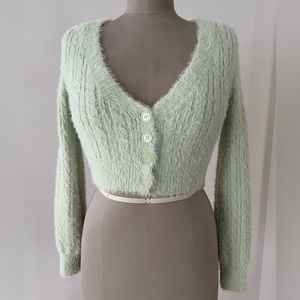 Women’s button cardigan from GARAGE in pale pistachios color in Size XS